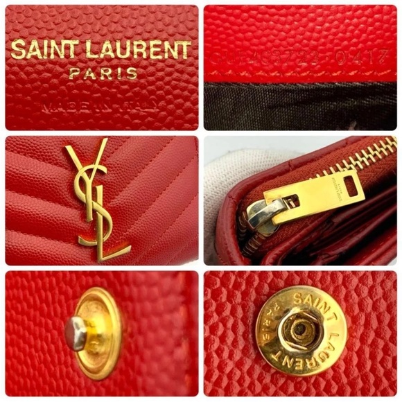 Yves Saint Laurent Red Quilted Leather Wallet - Picture 9 of 10